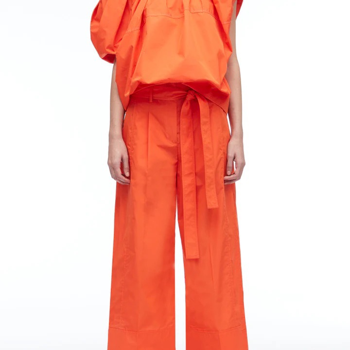 3.1 Phillip Lim Orange Poplin Wide Leg Pant